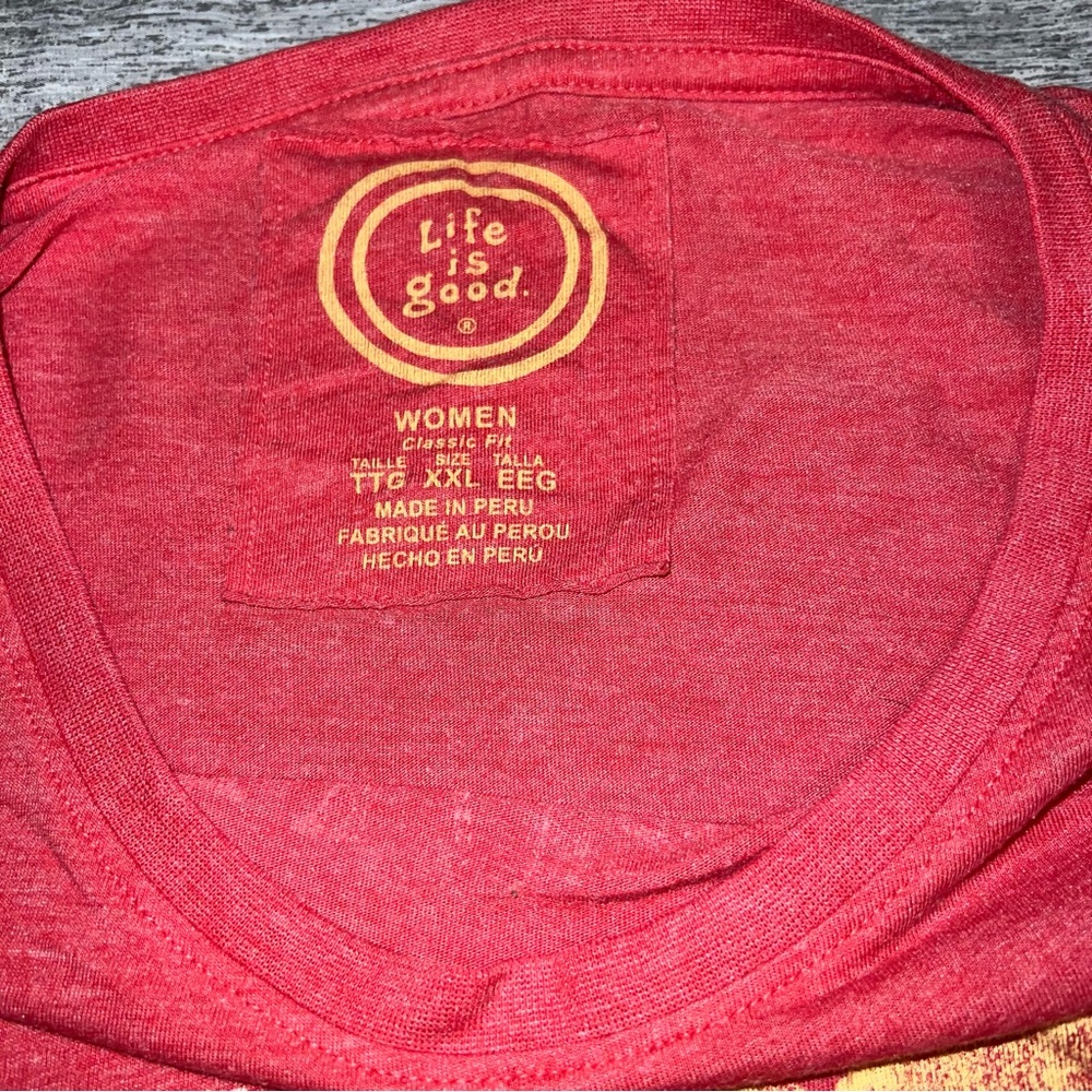 Life Is Good ‘Live on the Sunny Side’ Red Women's T-Shirt XXL Tee - Picture 3 of 8